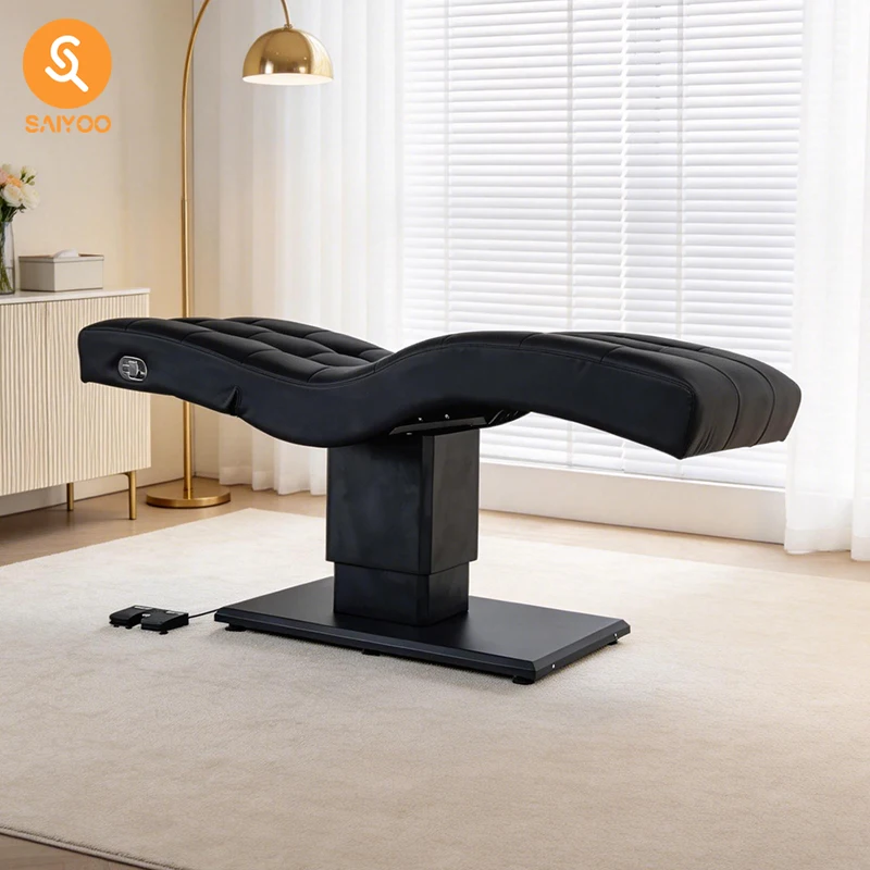 Electric S Shape Adjustable Height Folding Massage Table Ergonomic Spa Esthetician Tattoo Salon Bed