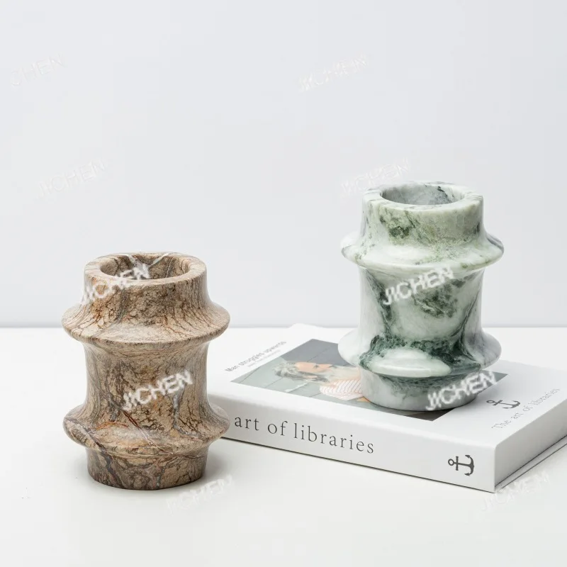 

Modern light luxury marble bamboo vase flower ware model room dining table flower arrangement home decoration