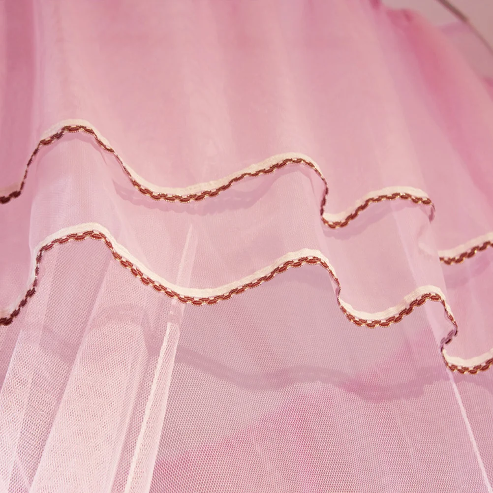 

1Pcs Pink Hanging Lace Mosquito Net Bed Canopy Dome Soft Polyester Netting Breathable Insect Protection Bedroom