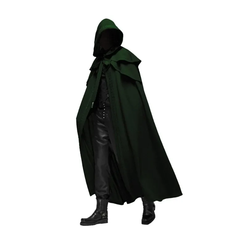 Medieval Cloak Men Women Hooded Cape Vintage Gothic Black Cloak Medieval Fantasy Viking Costume Halloween Cosplay Clothes