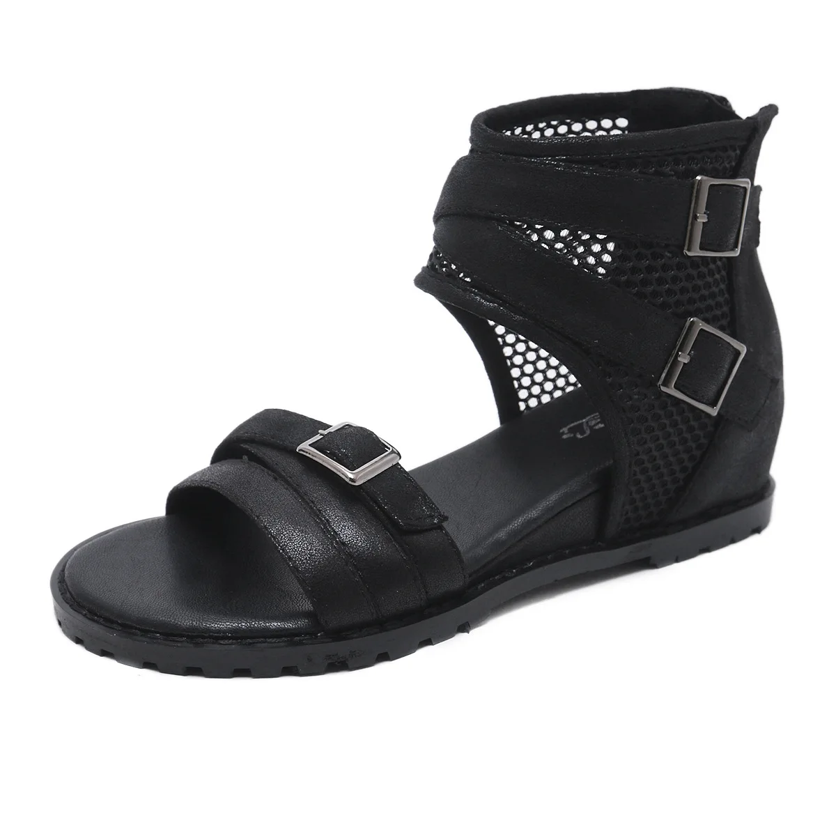 KNCOKA  The new summer muffins show off their toes Ladies comfortable breathable high - top leather buckle sandals