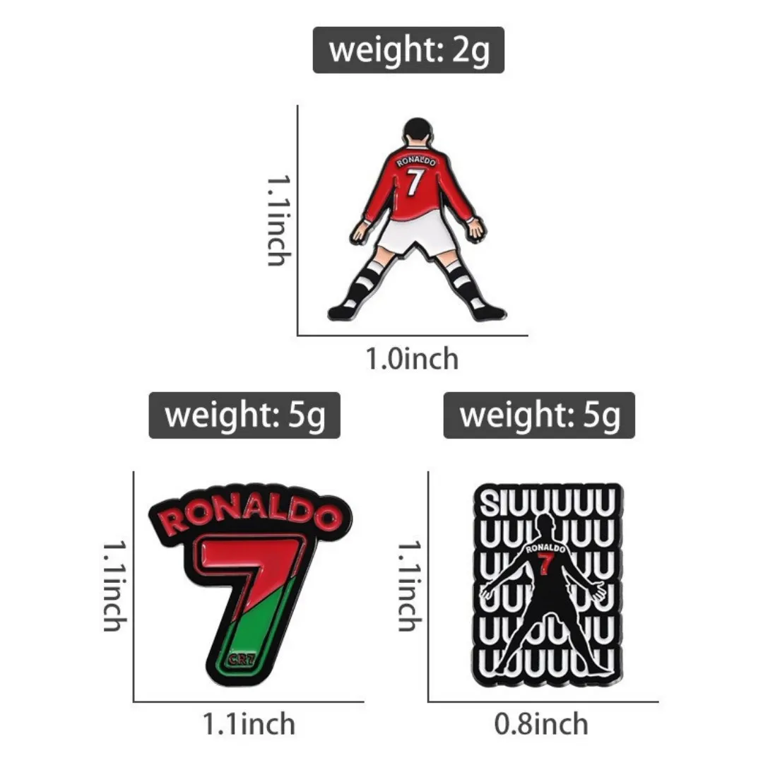 Cristiano Ronaldo CR7 Enamel Pins Set Red Jersey Celebration Design Brooch Badge For Backpack Clothing Soccer Fan Accessory Gift view 4