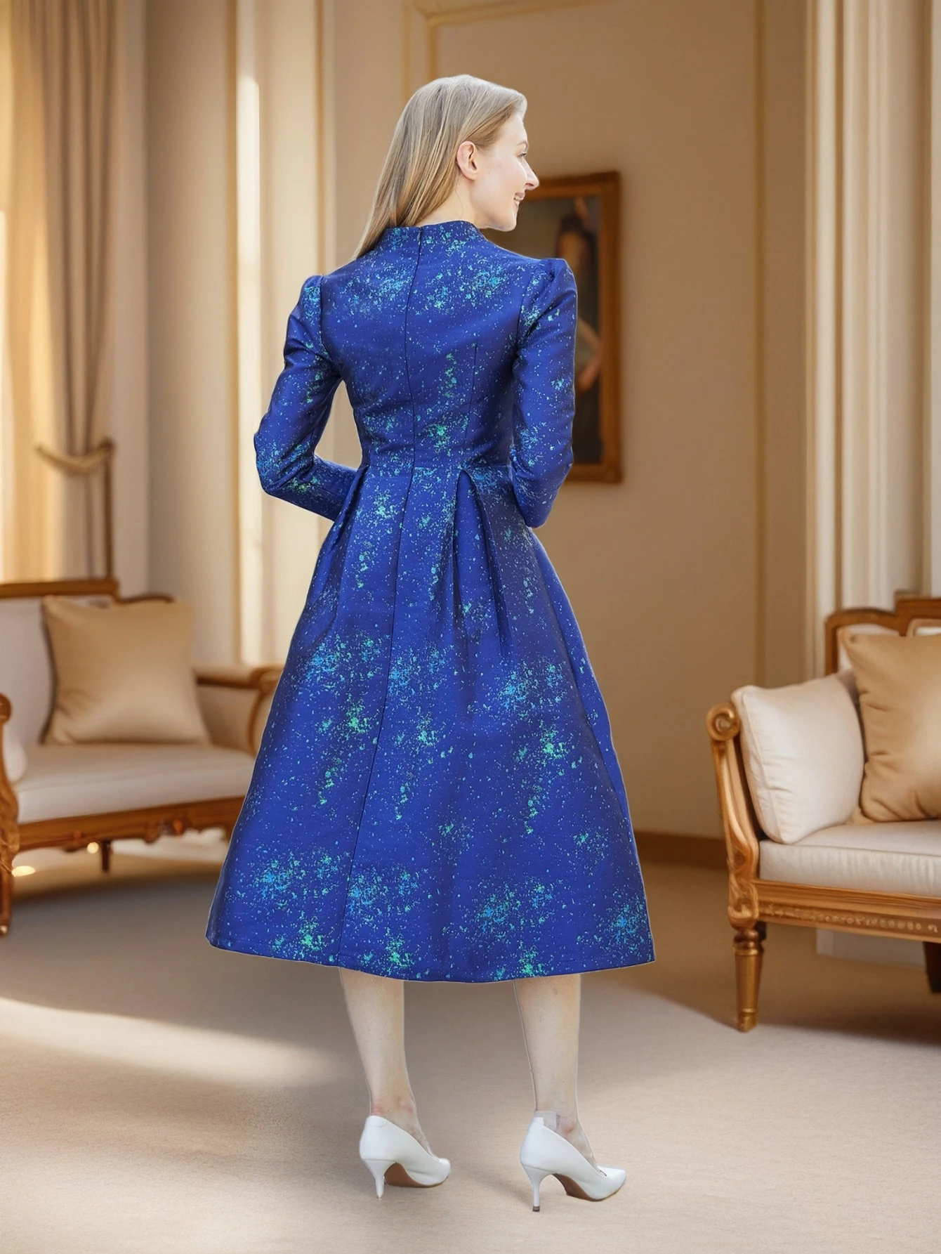 Elegant Women Jacquard Long Maxi Dress Fashion Floral Ladies Party dresses New Arrival Evening Fall Autumn Winter Clothing