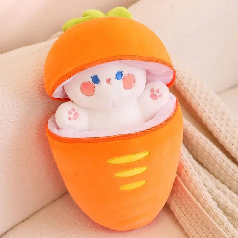 

30cm Carrot Pillow Sleeping Girl Rabbit Plush Toy Cute Strawberry Rabbit Doll Doll Gift Pig Doll