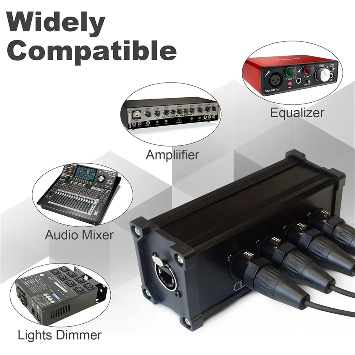 

4-Channel 3-Pin Ethercon Cable Extender,XLR Network Cable Multi Extender for Stage Lighting and Recording Studio,XLR,DMX DY