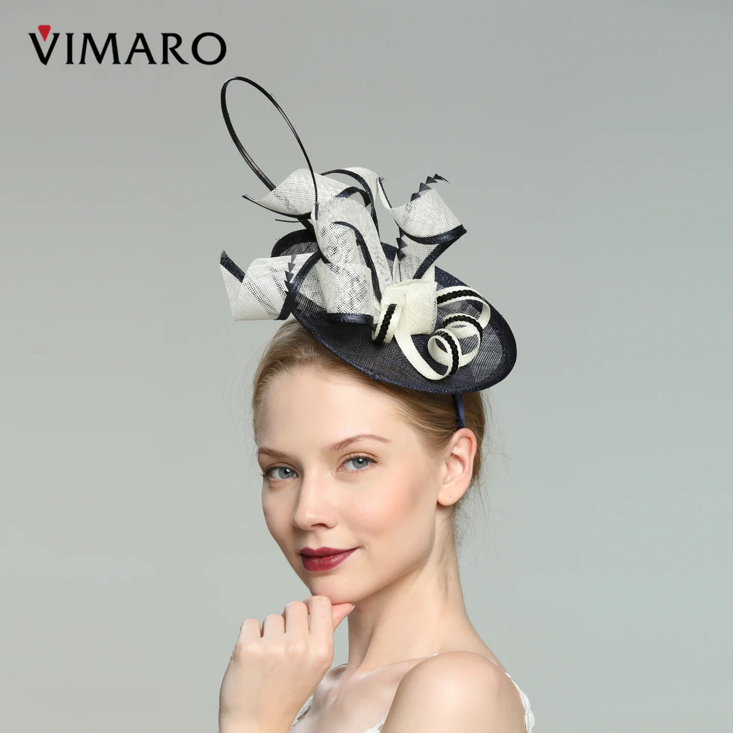 VIMARO Blue Sinamay Fascinators for Women Elegant Headbands Fascinator Hats for Women Wedding and Church Derby Hat Women