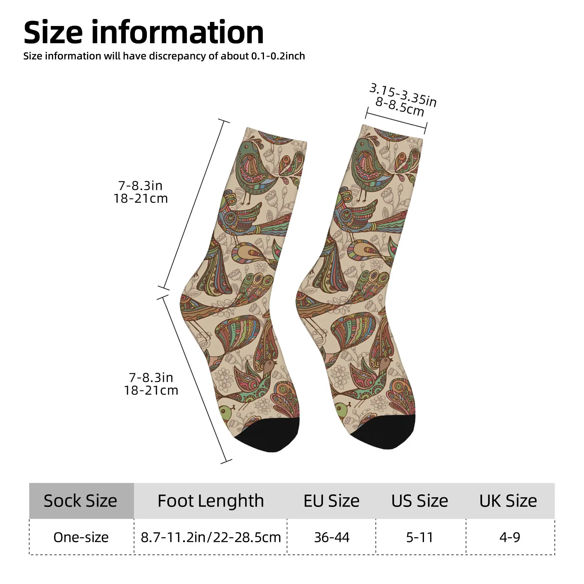 1pc Cute Birds Patterns Printed Men's Socks  Novelty Hip Hop Harajuku Pattern Crew Sock Casual Gift