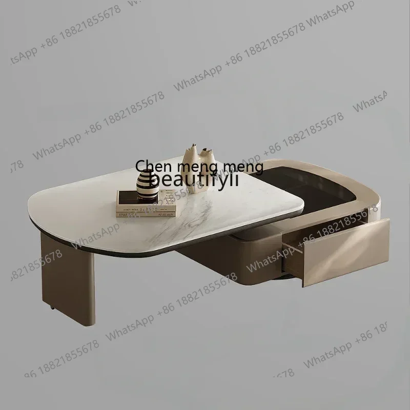 ss cn8350 New Arrivals Italian Minimalist Rotating Coffee Table Microlite Pulley Multifunctional Storage Retractable Living Room