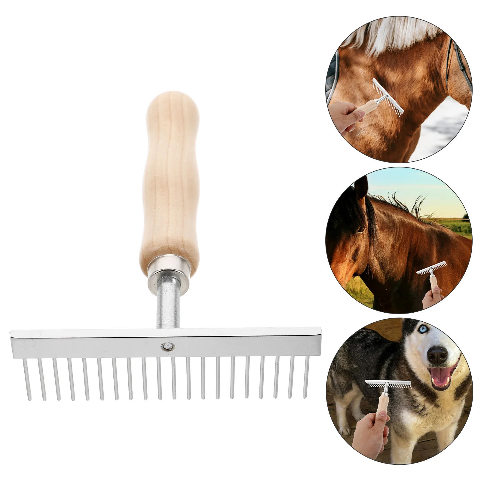 แปรงทําความสะอาดขี่ม้าขน Remover เครื่องมือ Pet Grooming หวีเข็มสแตนเลส Undercoat Rake สําหรับสุนัข