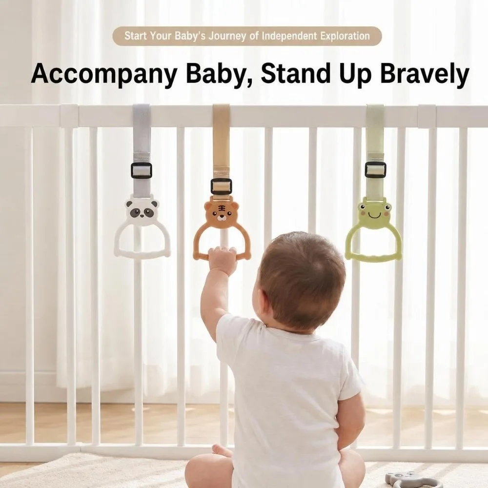 New Cartoon Pull Up Rings Dangling Portable Walking Assistance Rings Durable Toddler Stand Up Rings Toddler