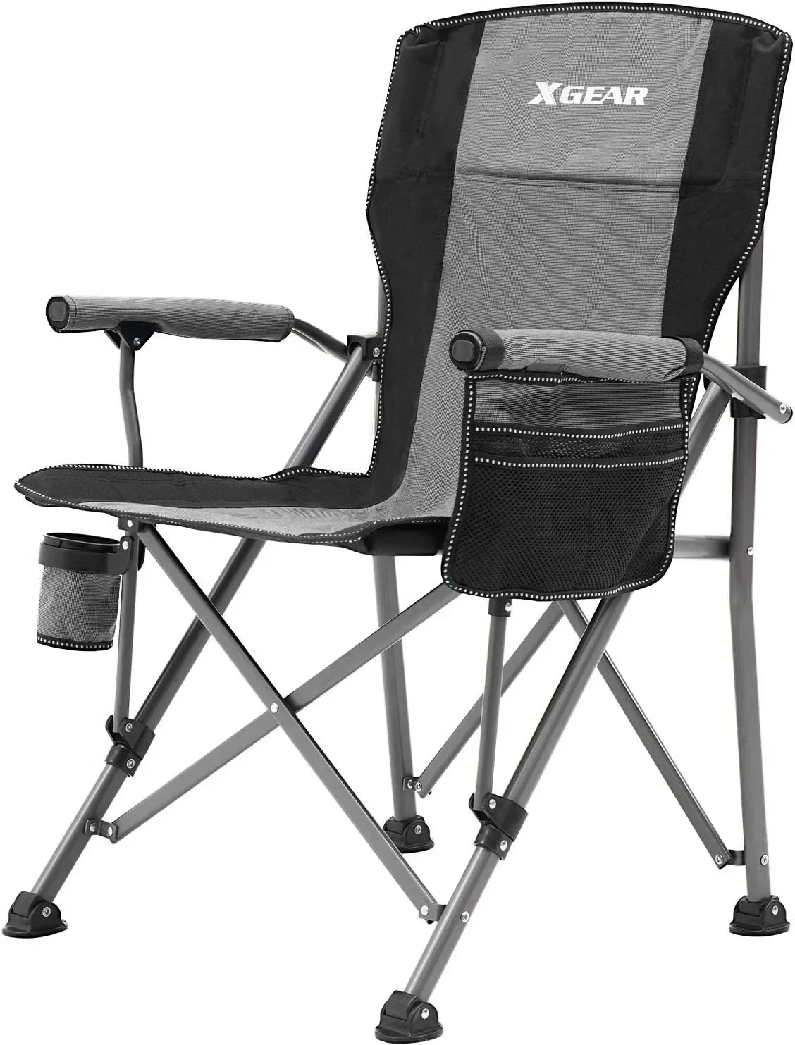 

Camping Chair Hard Arm High Back Lawn Chair Heavy Duty with Cup Holder, for Camp, Fishing, Hiking, Outdoor, Carry Bag Included