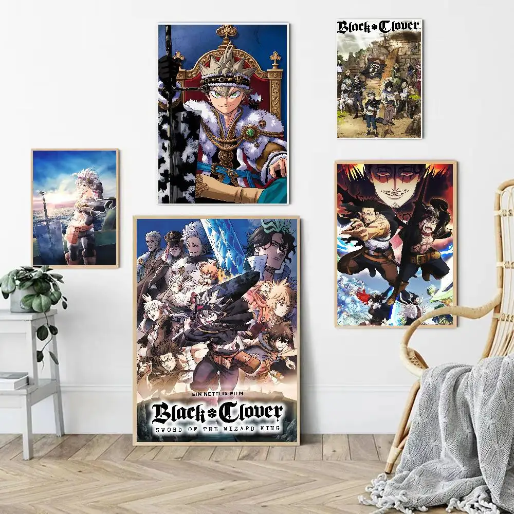 Anime Black Clover Cartoon Anime Poster Watercolor Art Kids Room Decoration Wall Hanging Painting Kids Gift