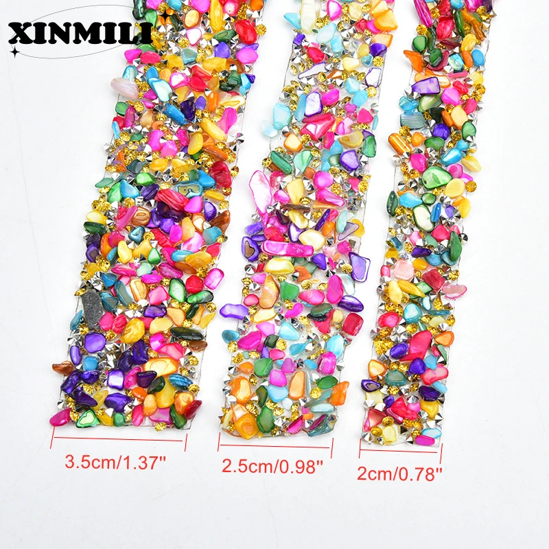 Mixed Colors Rhinestone Trim Hot Fix Crystal Stone Applique Tape Iron on Strass Ribbon for Clothes Shoes Wedding Dress Bags
