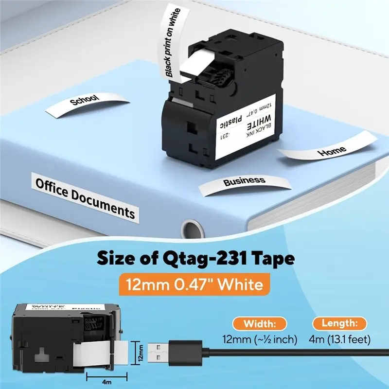 Super Deal -Black On White 12Mm For P Touch PT-N10 PT-N20 PT-N25BT Label Maker Tape 3Pcs For Brother Btag-231 Labeler