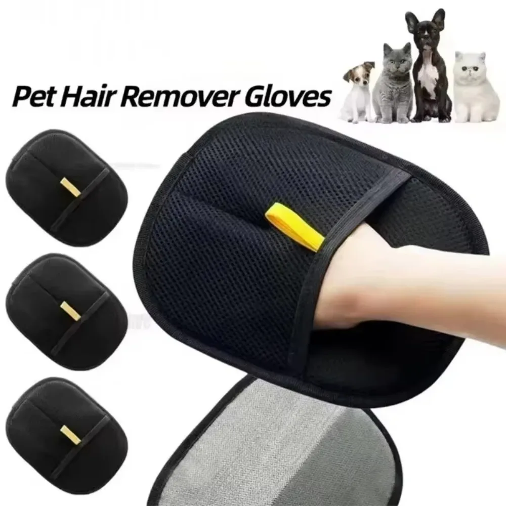 Pet Hair Removal Glove Reusable Double Sided Anti Static Pet Grooming Mitt Soft Brush Tool For Dogs Cats Remove Fur From Furniture Carpet Clothes view 4