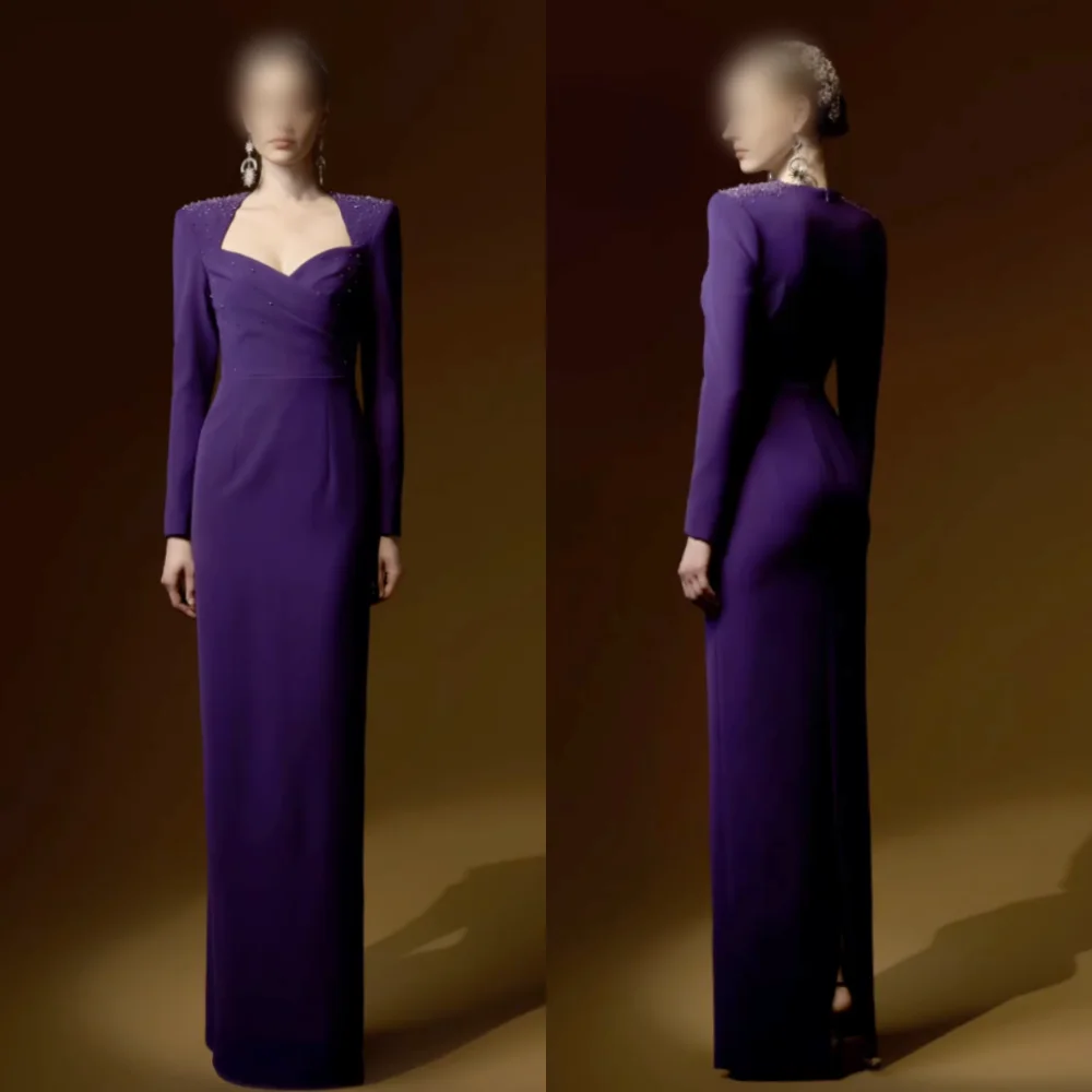 

Customized Exquisite Glitter Beading Long Sleeves Straight Long Dresses Formal Evening Dress Bespoke Occasion Wedding Party