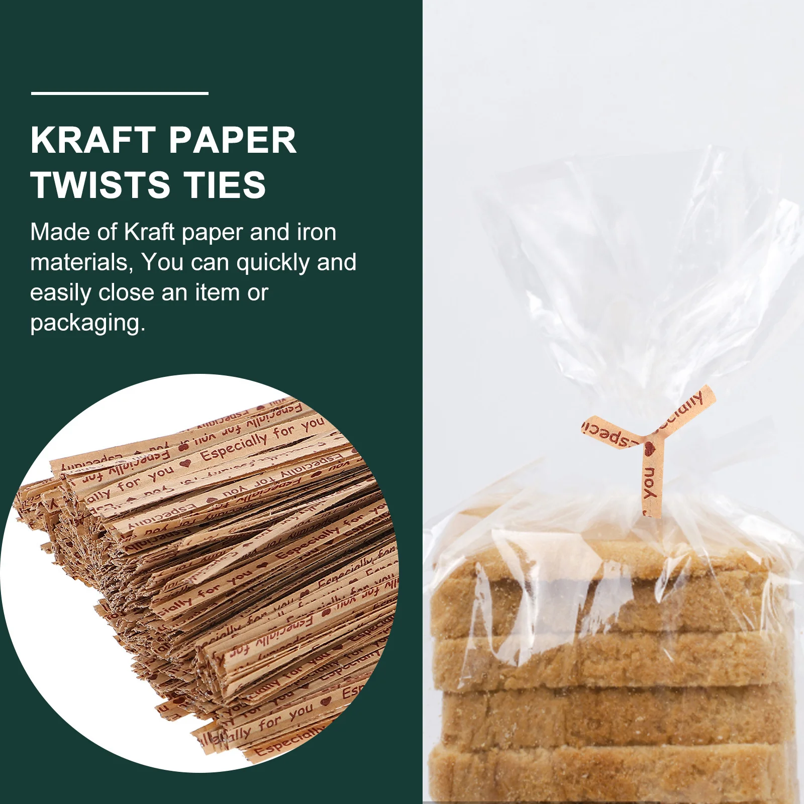 1000Pcs Kraft Paper Twists Ties Seal Clips Reusable Bread Candy Bag Packaging Food Freshness Kraft Paper Twists Ties