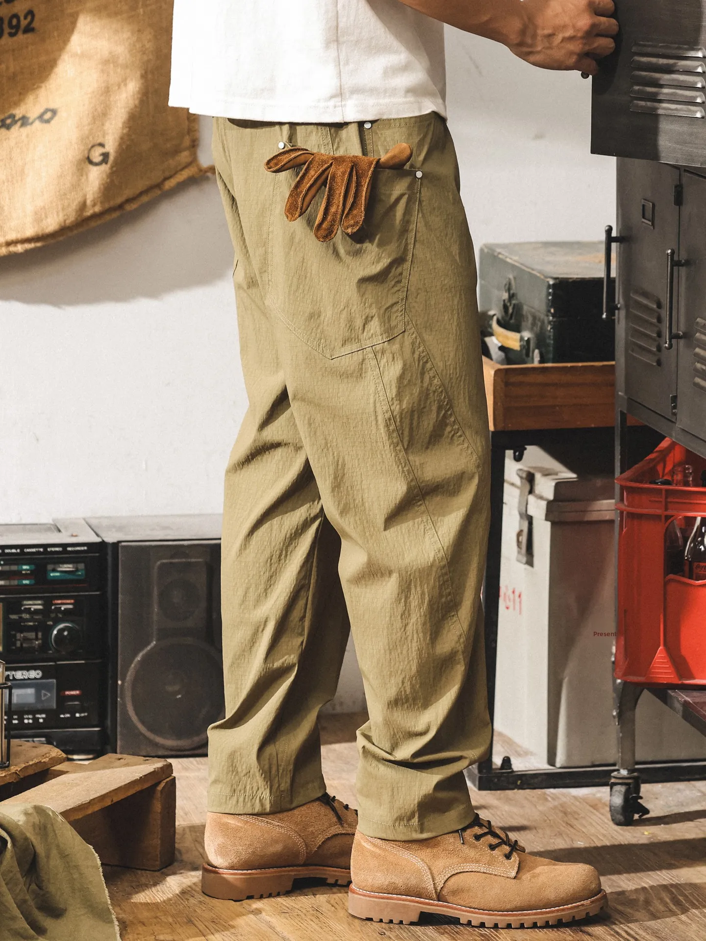 

Американские повседневные брюки из ледяного шелка, мужские летние новые прямые свободные модные свободные повседневные брюки, рабочая одежда с ножом