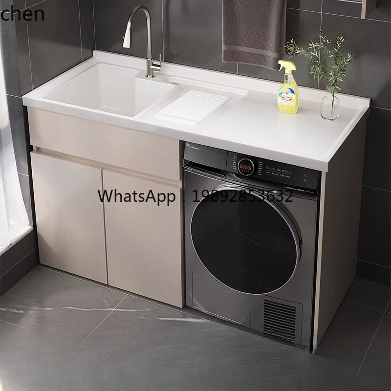 

balcony laundry cabinet integrated basin laundry sink with rubbing plate drum washing machine significant other bathroom