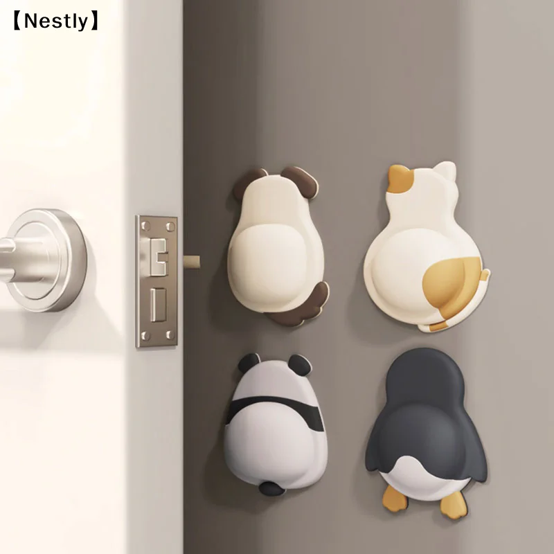 Cute Pet Anti-collision Pad Soft Rubber Door Sticker Anti-collision Artifact Refrigerator Door Back Wall Sticker〔Nest〕