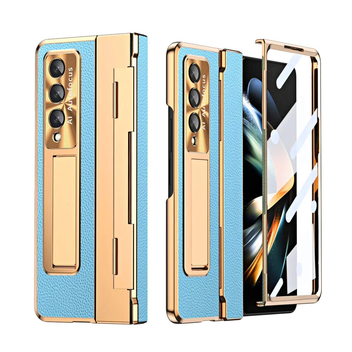 Anti-Dust Non-Slip Leather Bag Funda Case for Samsung Galaxy Z Fold 4 5G Fold4 Fold3 Fold 3 Zfold4 Tempered Glass Film Cover