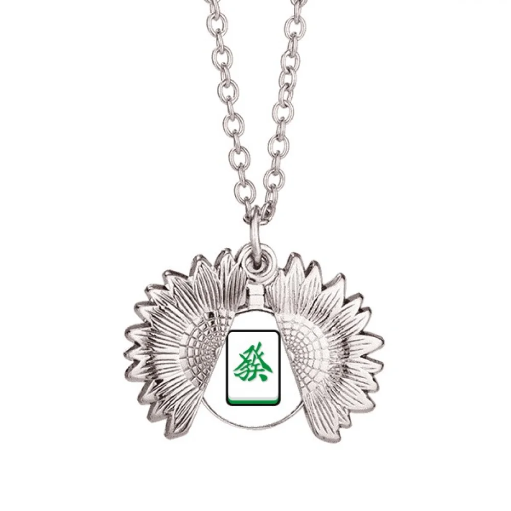 Get Rich Get Rich Mahjong Sunflower Necklace Pendant Locket Jewelry