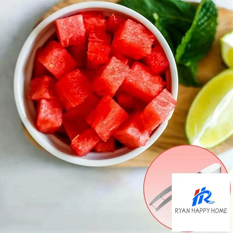 

2X Wtermelon Cutter Slicer Cut Watermelon Into-Cubes Knife Melon Baller For Kitchen Gadgets Useful Cool Tool