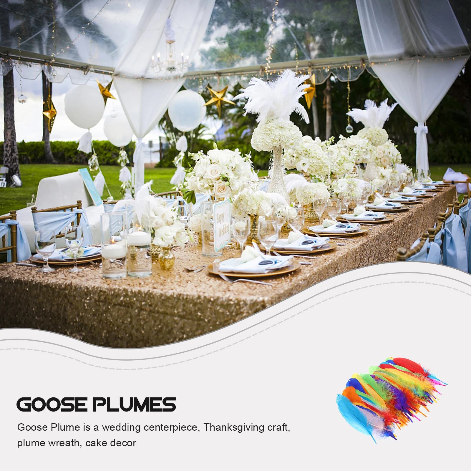 

120 Pcs Goose Plumes Decorative Wedding Party DIY Craft Large Floating Natural H Festival Home Props