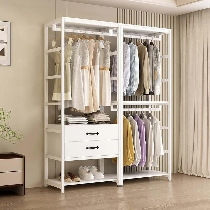 Walkin – étagère de vestiaire, assemblage de plafond, double couche, cadre métallique, vêtements ouverts