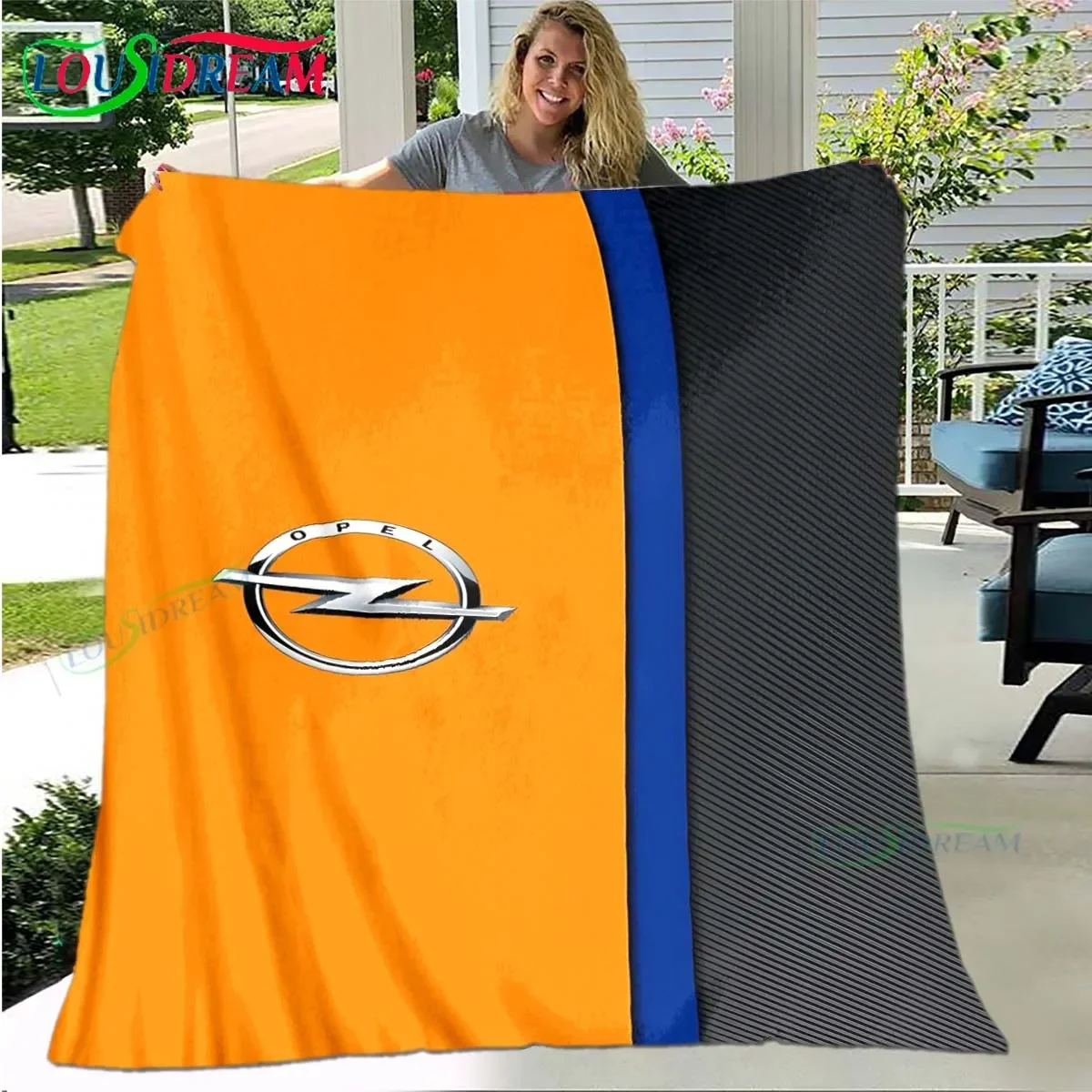 3D Fashion Popular O-Opel Pattern Blanket Flannel Thin Blanket Portable Home Travel Office Lunch Break Blanket Luxury Gift