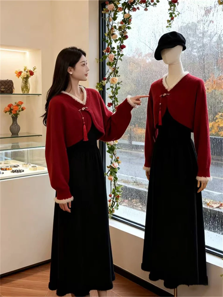 

New Chinese Sle Ele Two-Piece Set Women's Faionable Top And Skirt Autumn Collection Trendy Korean Sle Adult Women