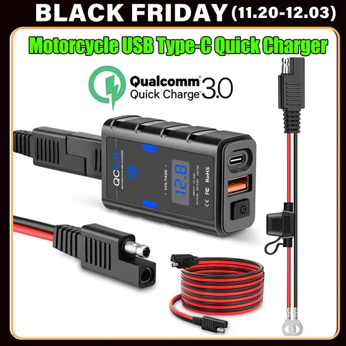 Extractme 6.8A QC3.0 cargador USB para motocicleta adaptador de fuente de alimentación impermeable de 12V con interruptor voltímetro enchufe Moto cargador de teléfono