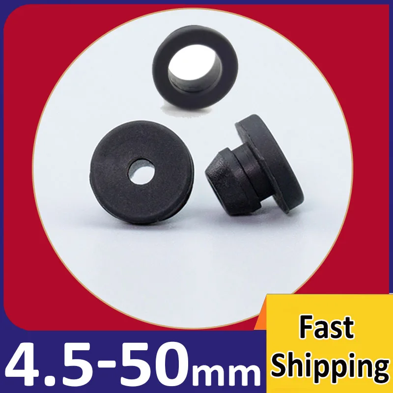 4.5mm~50.6mm Black Silicone Rubber Snap-on Grommet Hole Plug double-sided  sealing wire cable Grommet