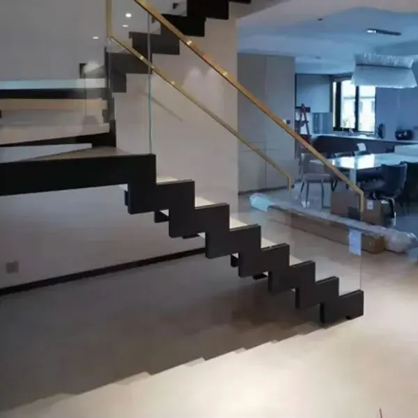 Customization Stairs Modern Curved Staircase Prefabricated Modern Luxury Indoor Straight  Stainless Steel Stairs
