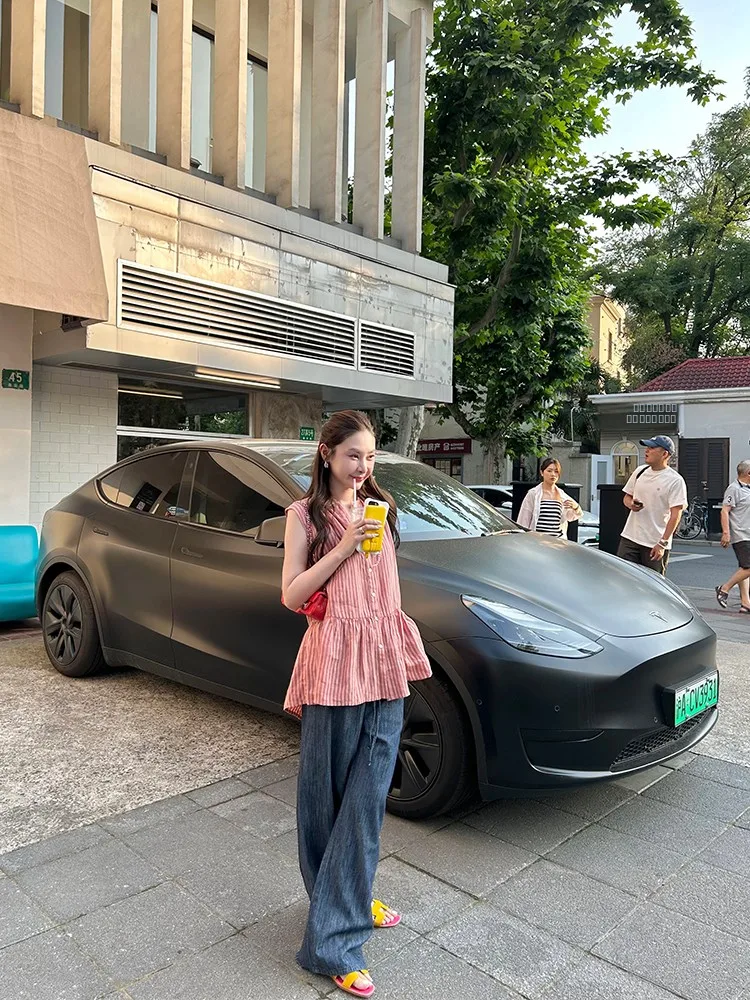 

Льняные широкие джинсы Tingting для женщин: летние, тонкие, свободные, длинные брюки в пол, повседневные, прямого кроя, деним с эффектом прохлады