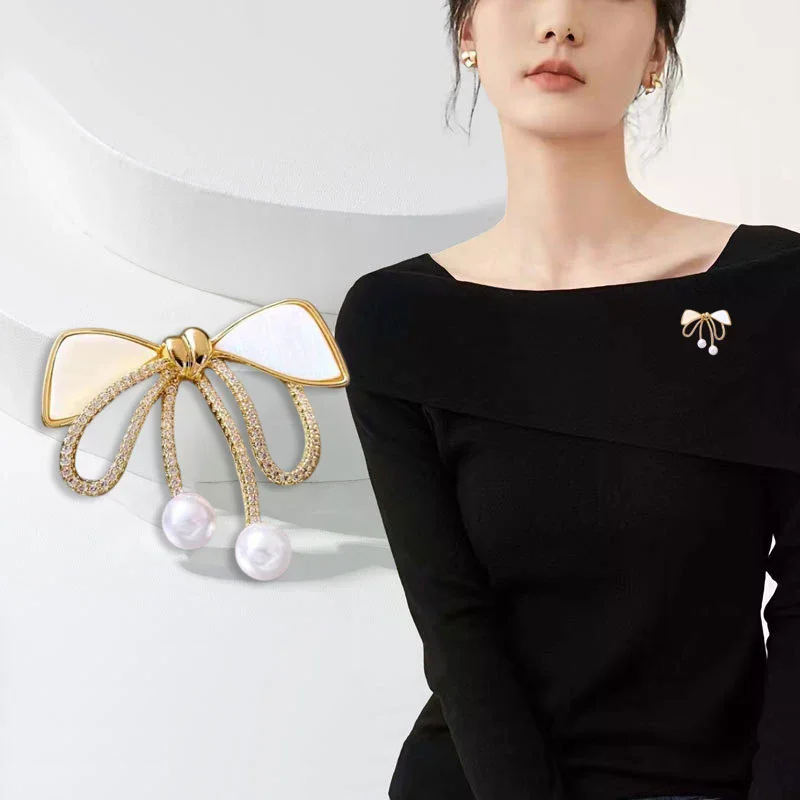 Fashion Flash Drill Bow Brooches for Women Elegant Clothing Jewelry Party Accessory Gift