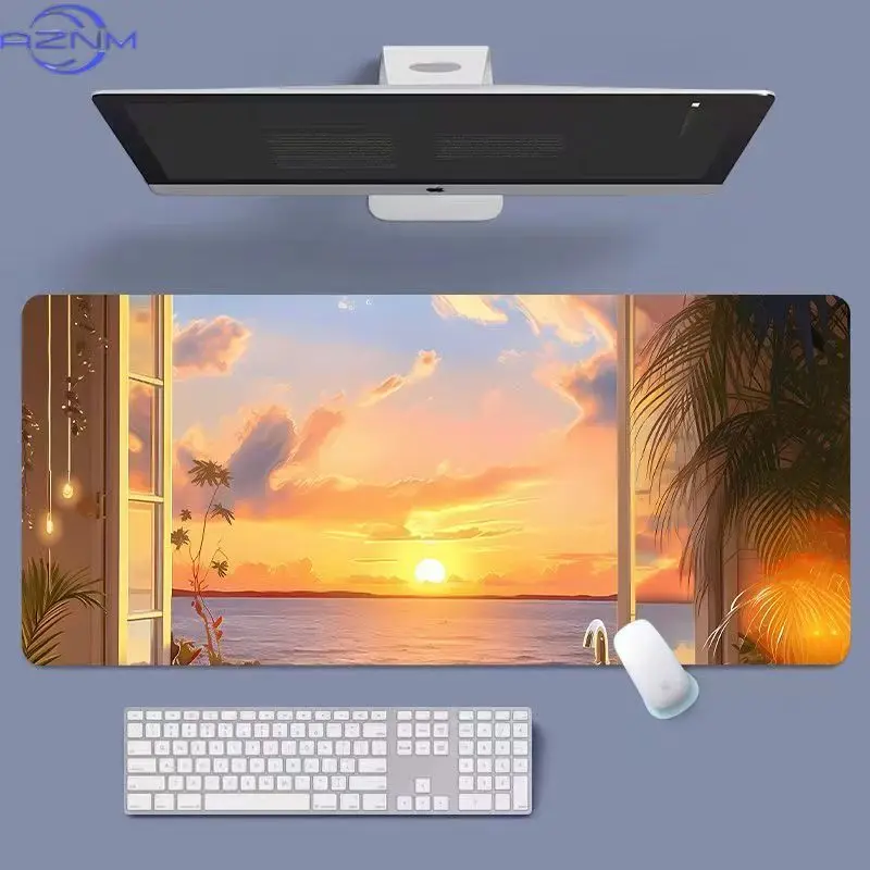Warm Sunset Beach Landscape Mouse Pad, Non‑Slip Waterproof Mouse Mat for Daily Office Gaming