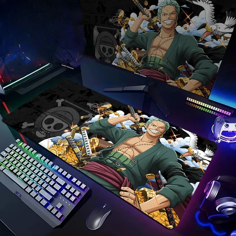 Boys ONE PIECE Anime Leather Mouse Pad Oversized Luffy Roronoa Zoro Game Anti-slip Mouse Pad E-sports Wrist Guard Desktop Pad