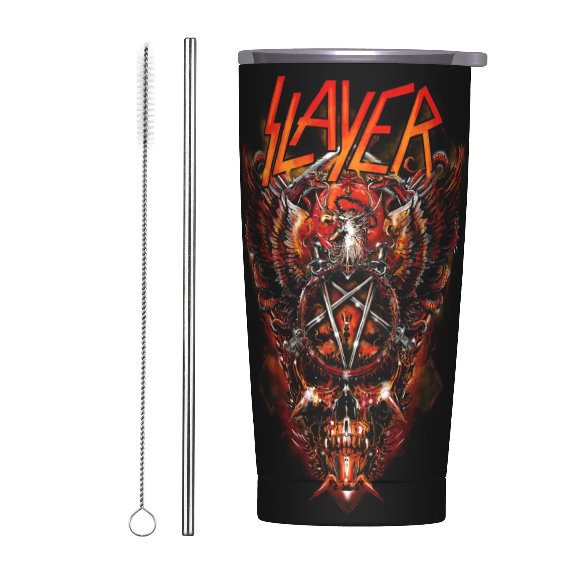 

Heavy Metal Rock Band Slayers Vacuum Tumbler Insulated Double Wall Mug With Lid Straw Spill Proof Tags Car Bottle Cups 20oz