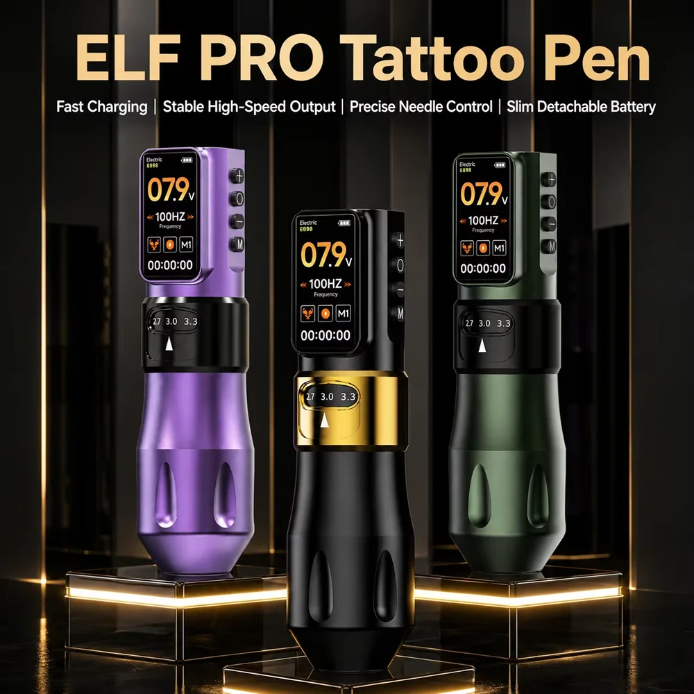 Pro Wireless Tattoo Machine Pen Power Supply Battery 1600mAh Adjustable Stroke 2.2-4.2MM Permanent Makeup Coreless Tattoo Gun