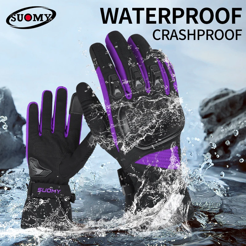 

Winter Motorcycle Gloves Women Warm Windproof Waterproof Motocross Riding Cold Weather Glove Pink Purple S-M-L