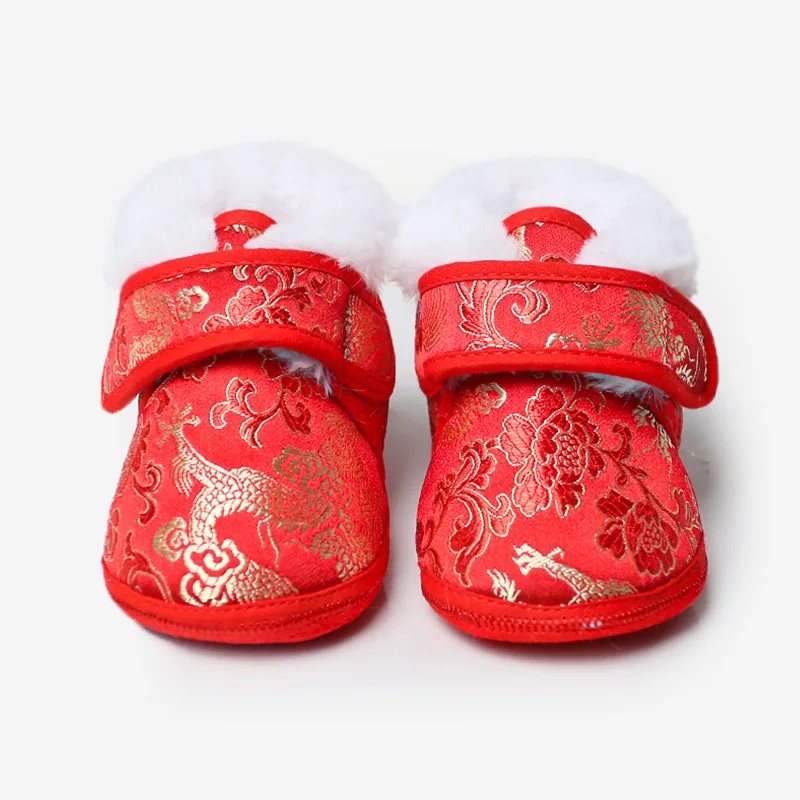 Baby Chinese Style Traditional Infant Shoes Toddler Casual Shoes Warm Winter First Walkers Shoes New Year