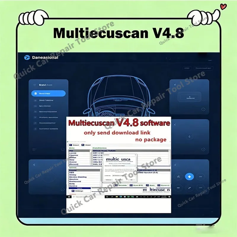 Hot Multiecuscan V4.8 For European models obd2 scanner Car Maintenance Software+ ELM327+Flat adapter Registered Unlimited Keygen