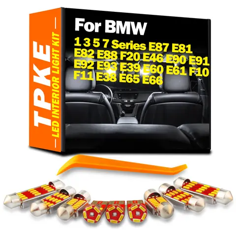 인테리어 LED 전구 지붕 조명 키트, BMW 1 3 5 7 시리즈 E87 E81 E82 E88 F20 E46 E90 E91 E92 E93 E39 E60 E61 F10 F11 E38 E65 E66