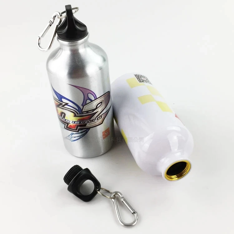 500ML Carabiner Bottle DIY Customize Colorful Print LOGO Photo Travel Sport Bike with Hook for Bag Aluminium Portable