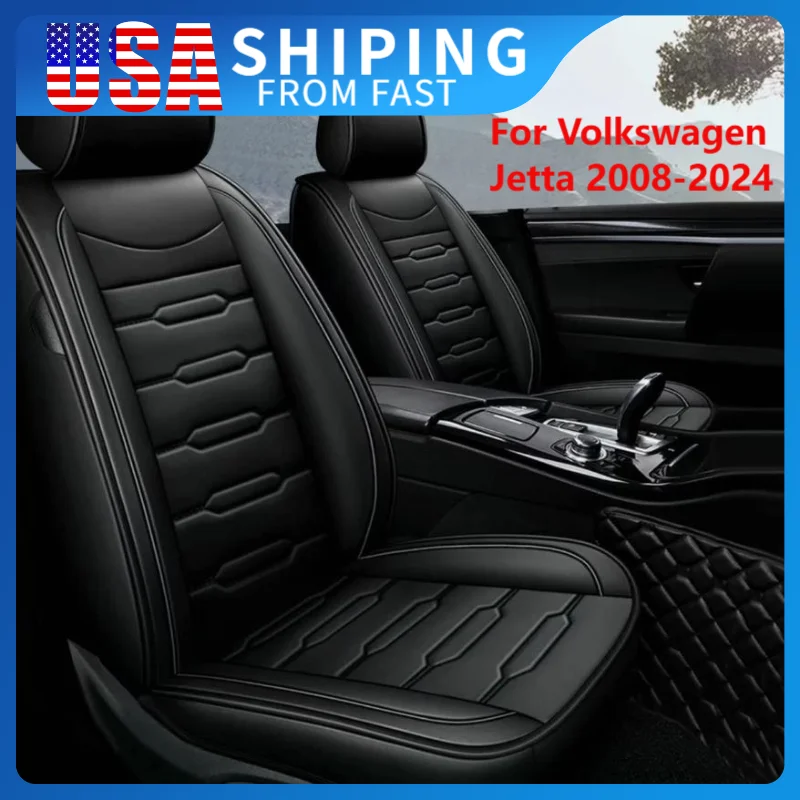 

Full Set Car Seat Covers For Volkswagen Jetta 2008-2024 5Seat PU Leather Universal Covers Cushion Pad Waterproof Car Accessories