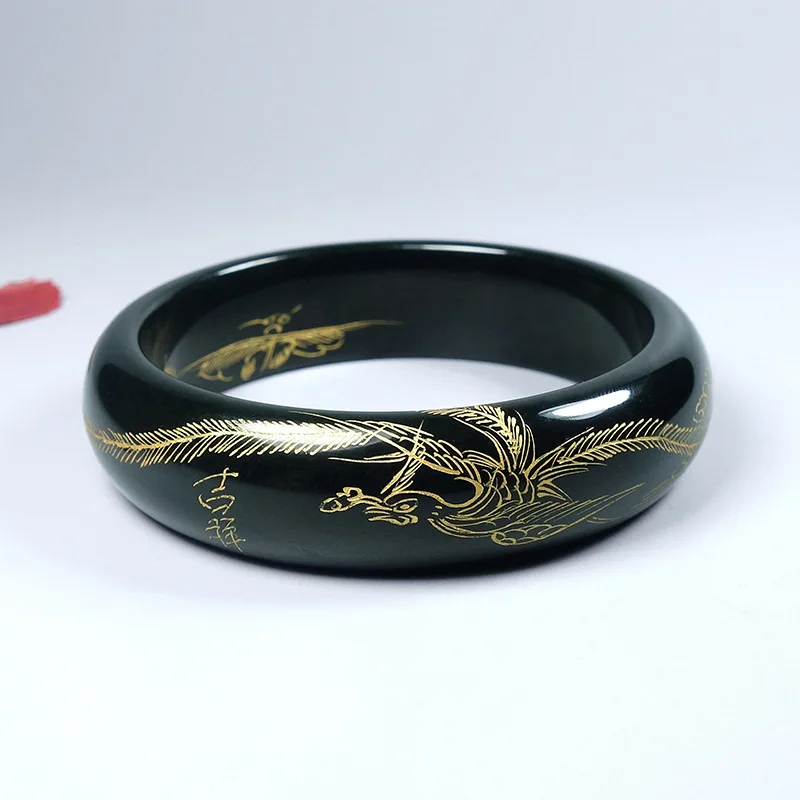 

Natural Nephrite Green Hotan Jade Bangle Women Healing Gemstone Fine Jewelry Genuine Chinese Hetian Jade Phoenix Bangle Bracelet