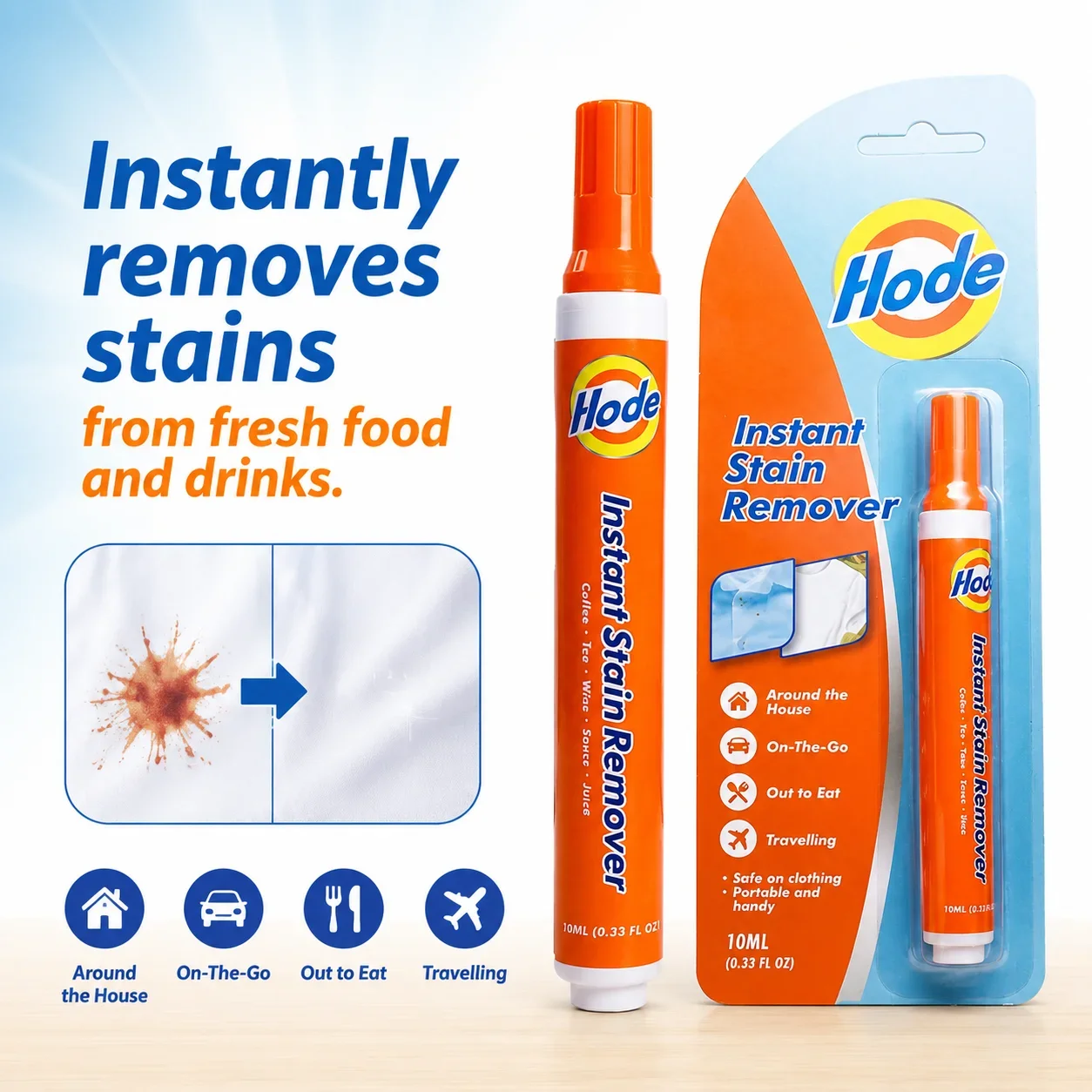 10ml Liquid Stain Remover Instantly Removes Stains for Emergency Stain Removal-Water-free Suitable for Various Fabrics Oxygen