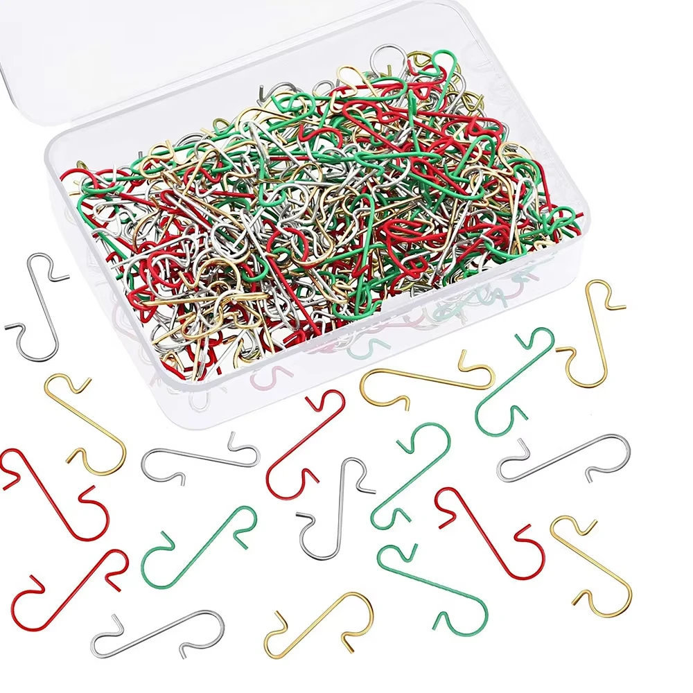 50 teile/schachtel Weihnachten Ornament Haken Metall Draht Silber Gold Haken Weihnachtsbaum Ball Anhänger für Neue Jahr Hängende Dekoration