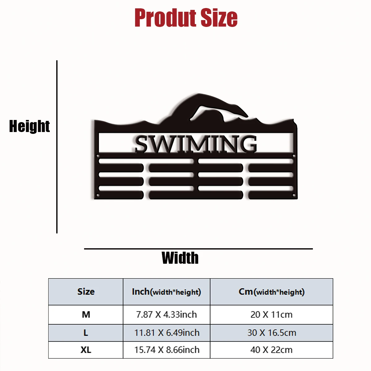 1 interesting personalized customization item swimmer Wall mounted trophy display rack, advanced metal adjustable hook, sports
